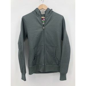 Burton Women’s Size Large Green Zip Up Hoodie Dry Ride Colons & Semi Print